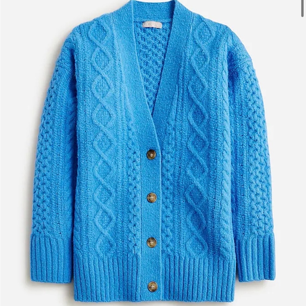J. Crew Blue Cable Knit Cardigan Sweater